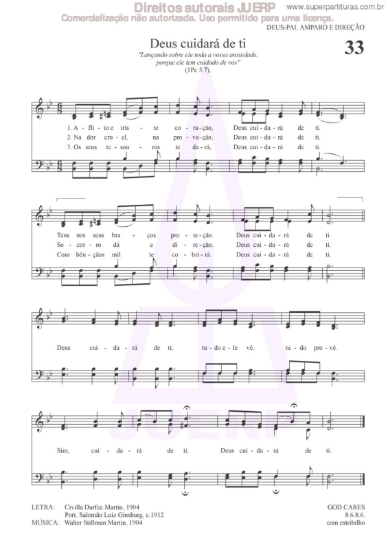 Partitura da música Deus Cuidará De Ti - 33 HCC v.2