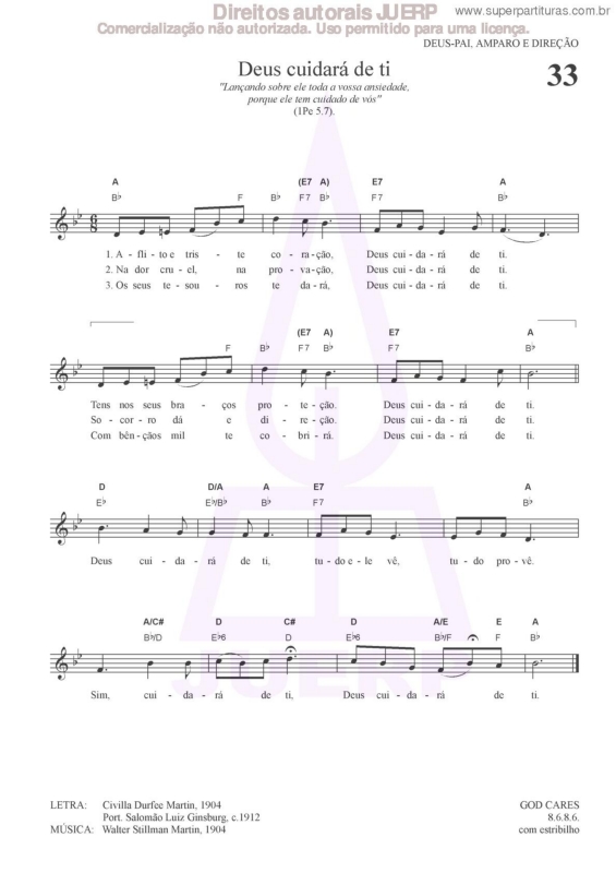 Partitura da música Deus Cuidará De Ti - 33 HCC