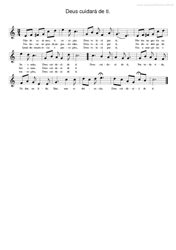 Partitura da música Deus Cuidará de Ti