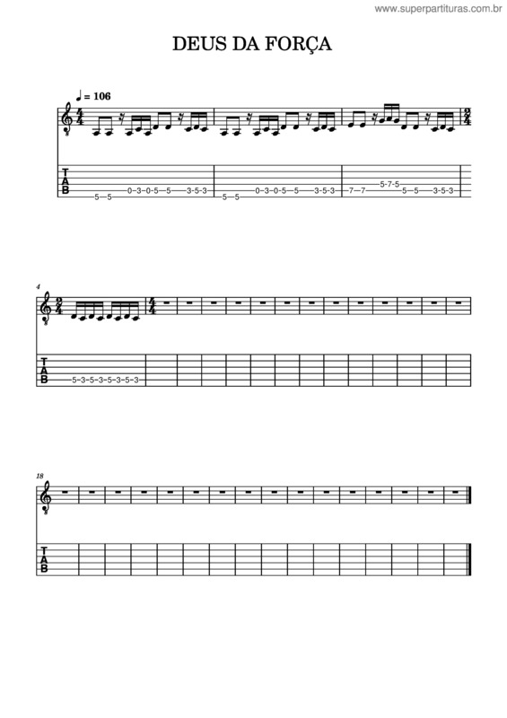 Partitura da música Deus Da Força v.4