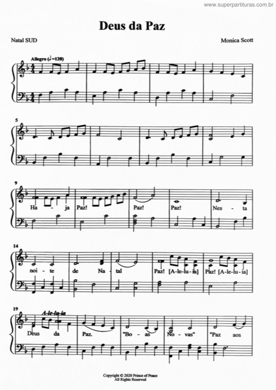 Partitura da música Deus Da Paz