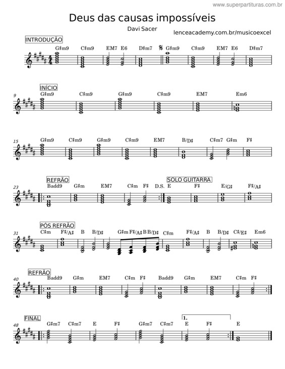 Partitura da música Deus Das Causas Impossíveis