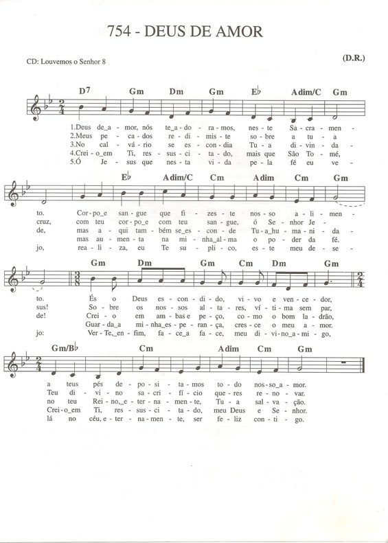 Partitura da música Deus de Amor