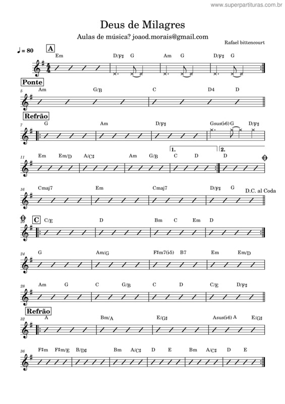 Partitura da música Deus De Milagres v.2