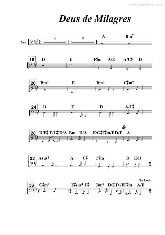 Partitura da música Deus de Milagres