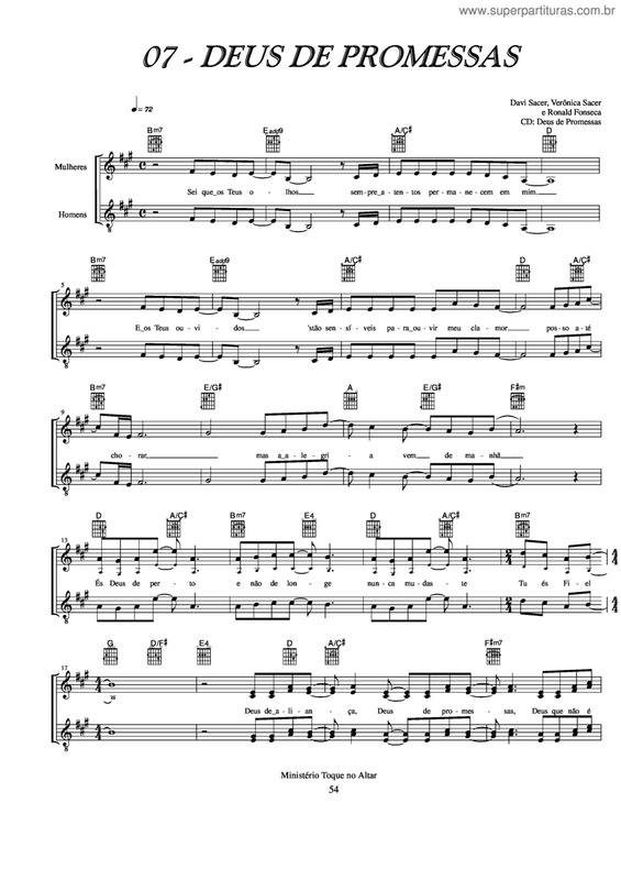 Partitura da música Deus de Promessas v.5