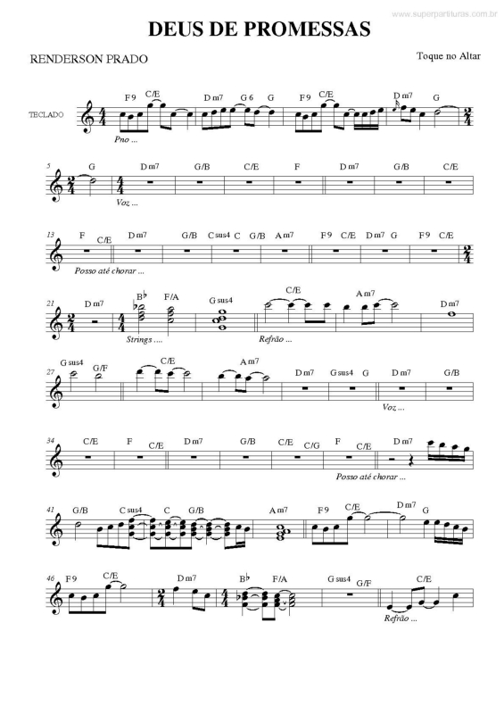 Partitura da música Deus De Promessas