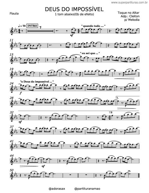 Partitura da música Deus Do Impossível v.14