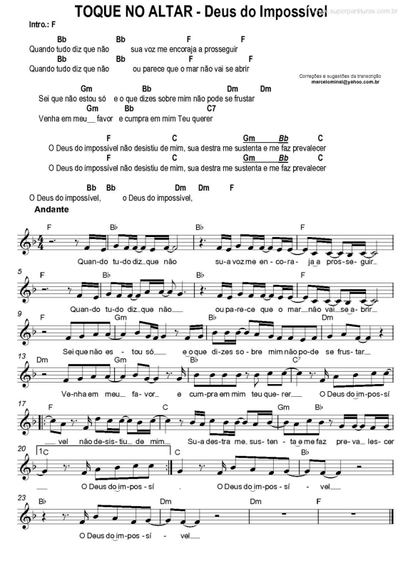 Partitura da música Deus Do Impossível