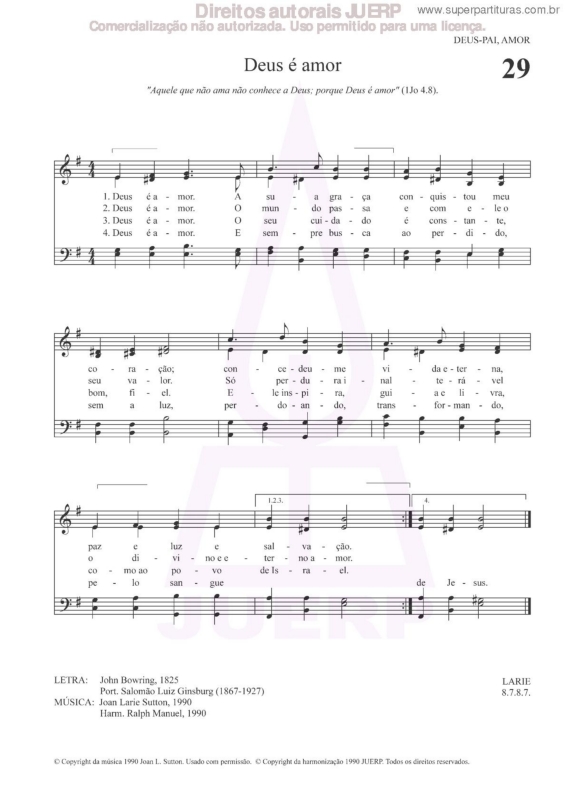 Partitura da música Deus É Amor - 29 HCC v.2