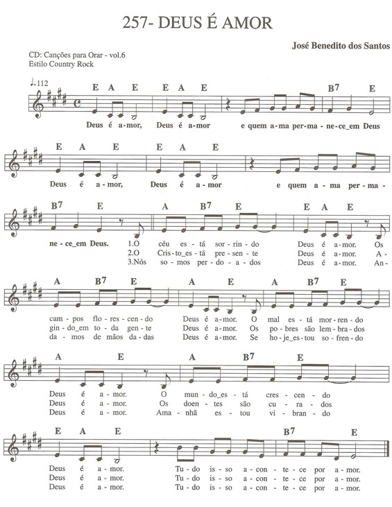 Partitura da música Deus é Amor v.3