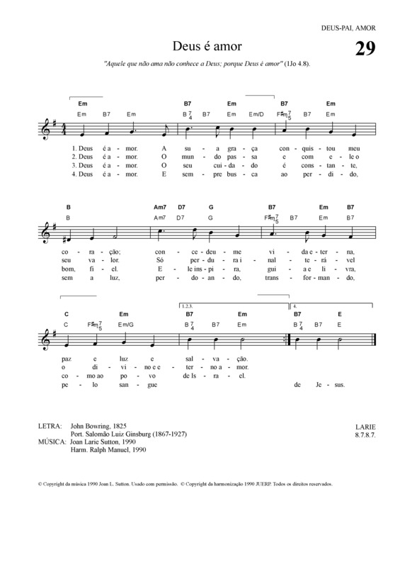 Partitura da música Deus é Amor v.4