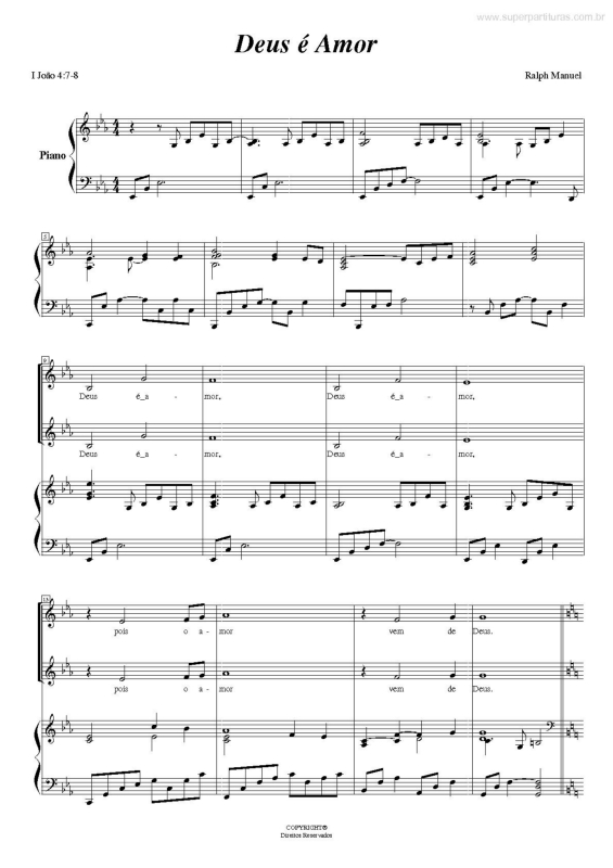 Partitura da música Deus é Amor