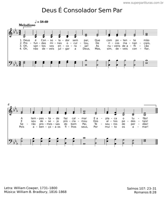 Partitura da música Deus É Consolador Sem Par