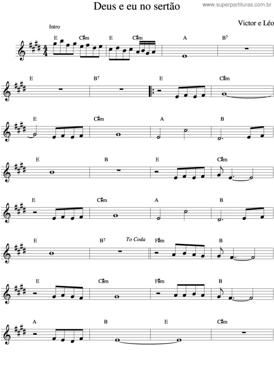 Partitura da música Deus E Eu No Sertão 2