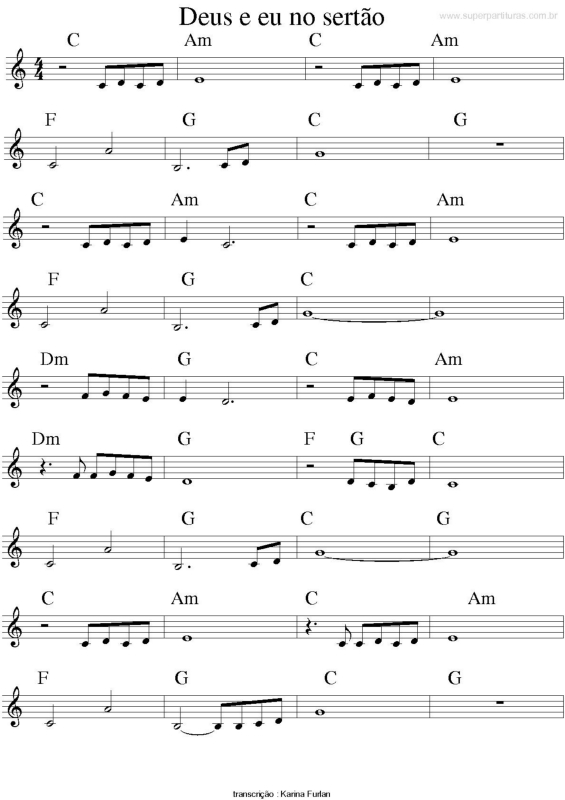 Partitura da música Deus e eu no Sertão v.3