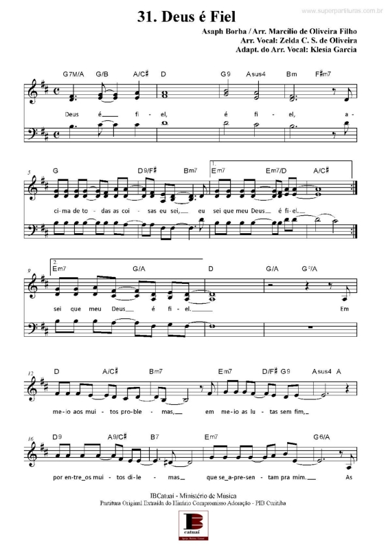 Partitura da música Deus é Fiel v.5