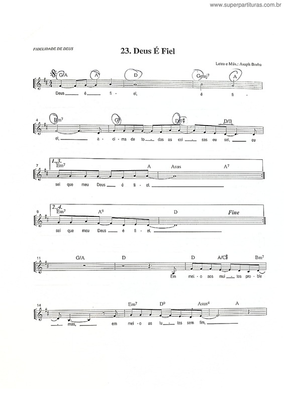 Partitura da música Deus É Fiel v.7