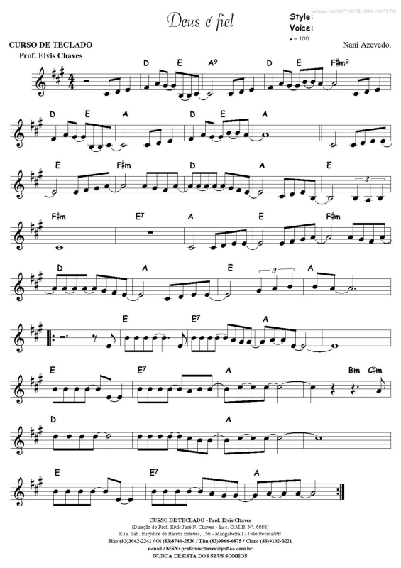 Partitura da música Deus É Fiel