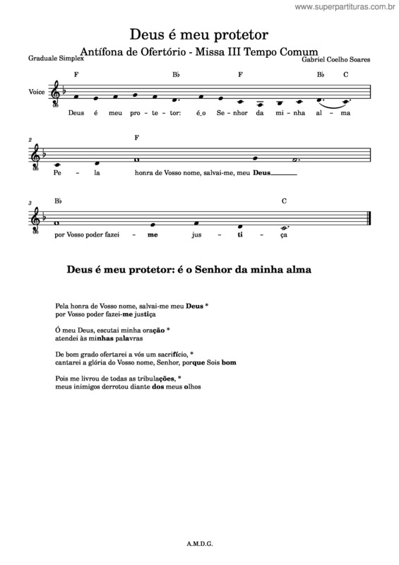 Partitura da música Deus É Meu Protetor