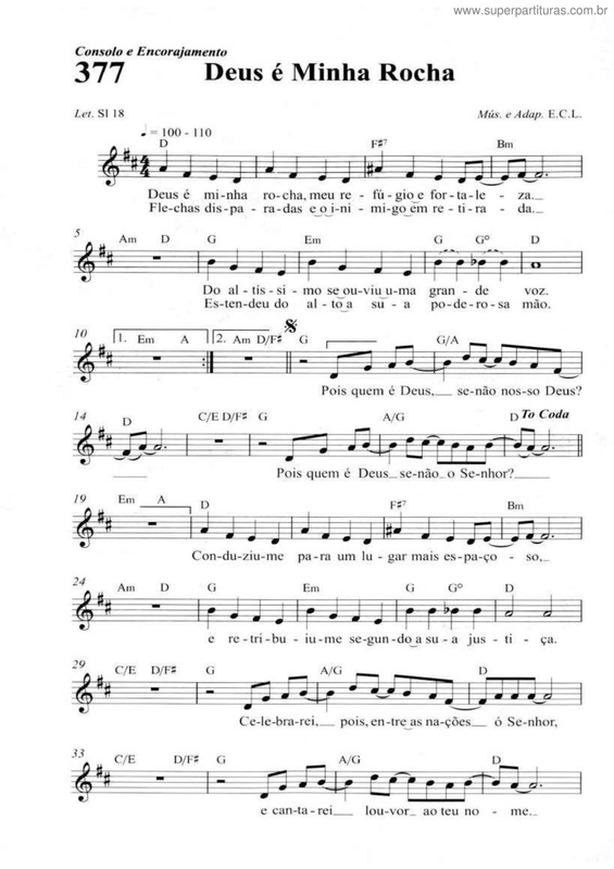 Partitura da música Deus É Minha Rocha