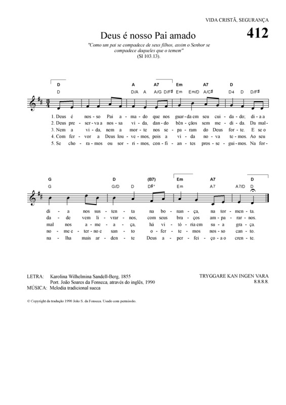 Partitura da música Deus é Nosso Pai Amado