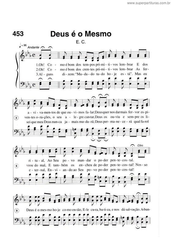 Partitura da música Deus É O Mesmo