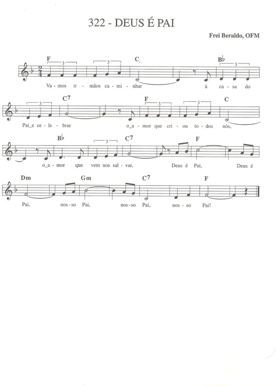 Partitura da música Deus é Pai