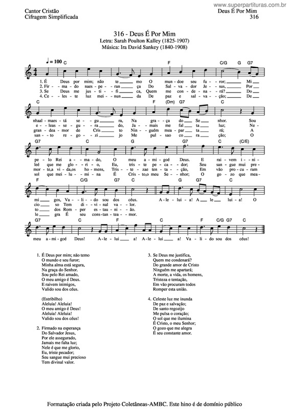 Partitura da música Deus É Por Mim