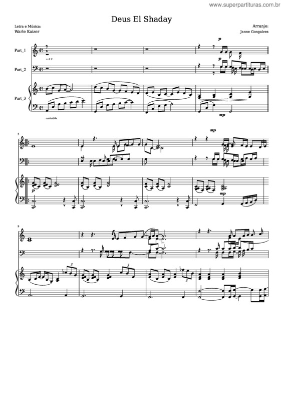 Partitura da música Deus El Shaday
