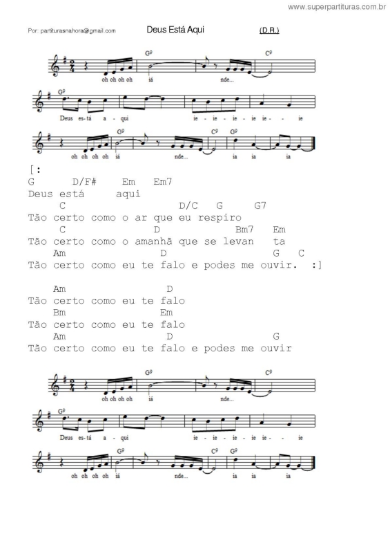 Partitura da música Deus Está Aqui v.4