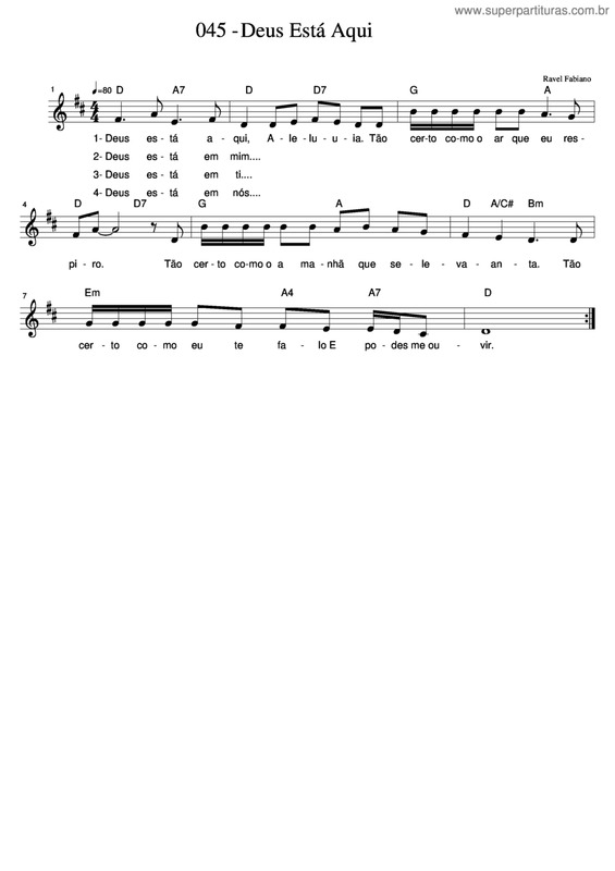 Partitura da música Deus Está Aqui v.7