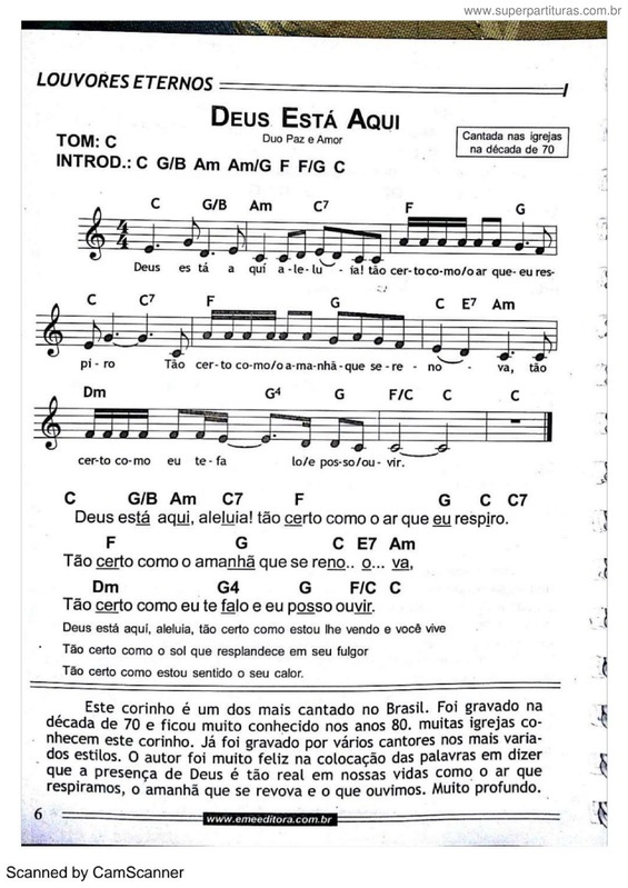 Partitura da música Deus Está Aqui v.8