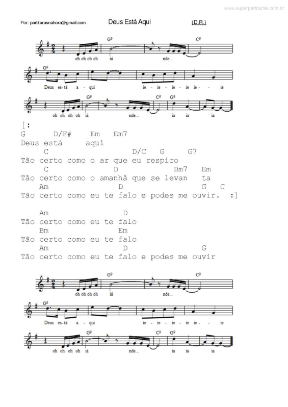 Partitura da música Deus Está Aqui