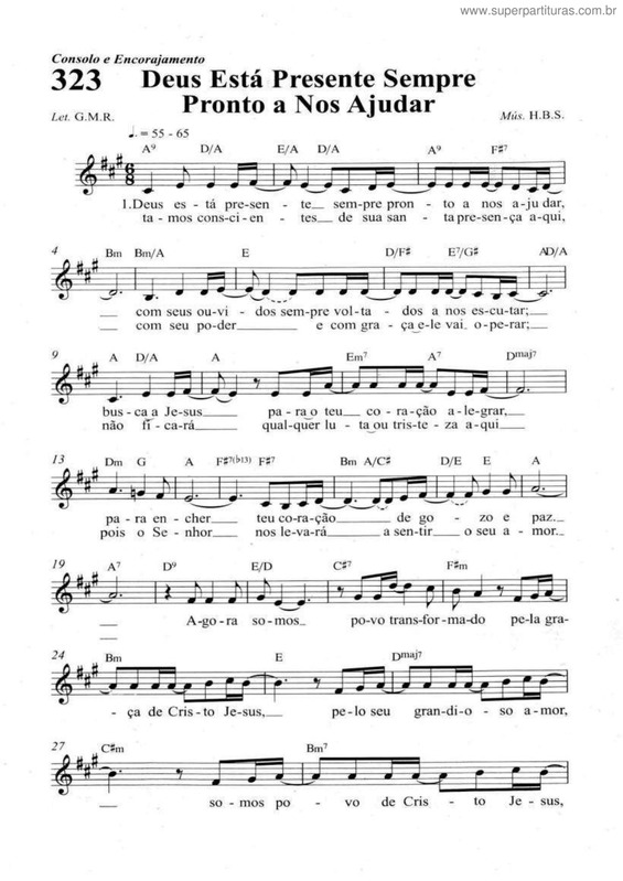 Partitura da música Deus Está Presente Sempre Pronto A Nos Ajudar