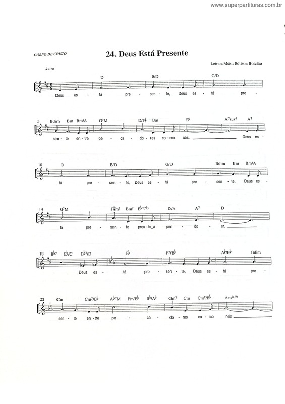 Partitura da música Deus Está Presente v.4