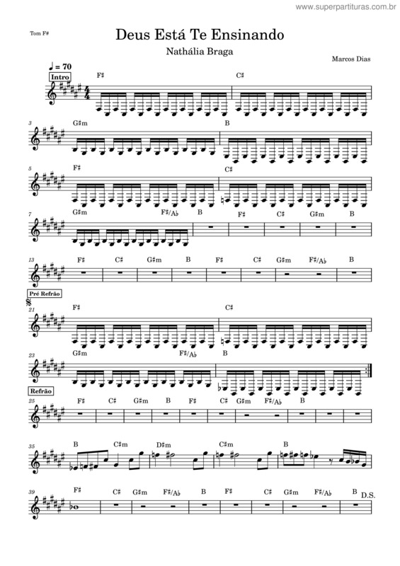 Partitura da música Deus Está Te Ensinando
