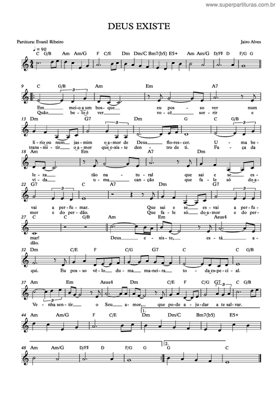 Partitura da música Deus Existe v.2