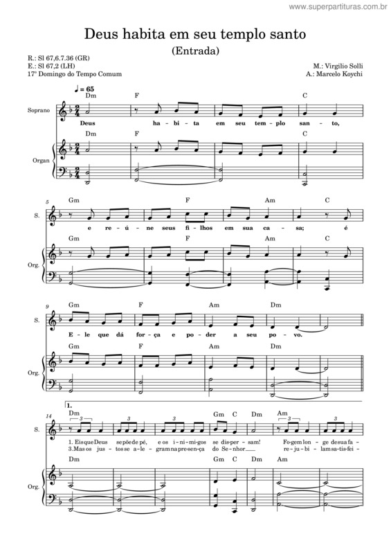 Partitura da música Deus Habita Em Seu Templo Santo v.2