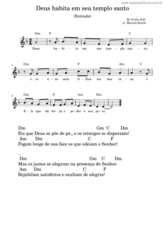 Partitura da música Deus Habita Em Seu Templo Santo