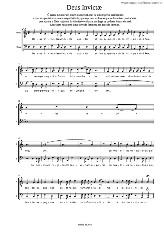 Partitura da música Deus Invictæ