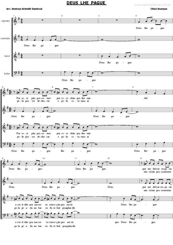 Partitura da música Deus Lhe Pague