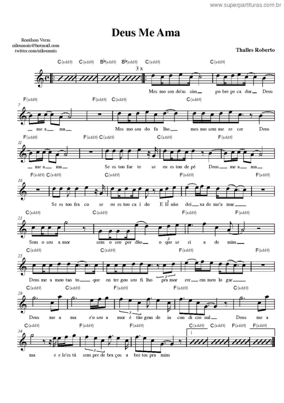 Partitura da música Deus Me Ama v.3