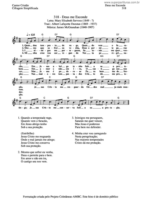 Partitura da música Deus Me Esconde