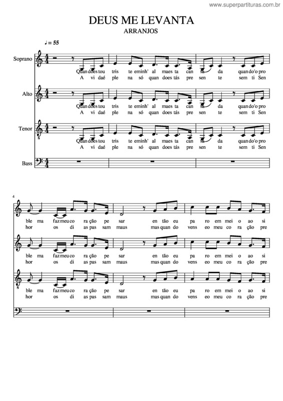 Partitura da música Deus Me Levanta Em D Maior