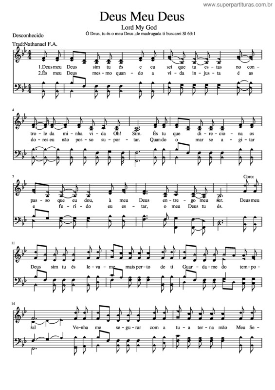 Partitura da música Deus Meu Deus