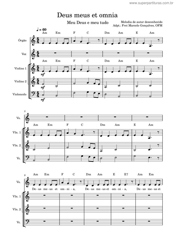 Partitura da música Deus Meus Et Omnia – Meu Deus E Meu Tudo