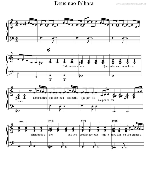 Partitura da música Deus Não Falha