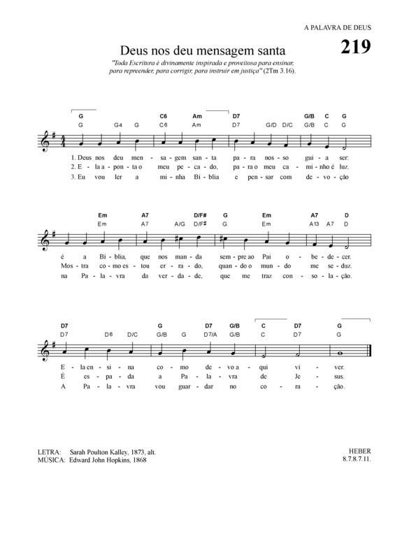 Partitura da música Deus Nos Deu Mensagem Santa
