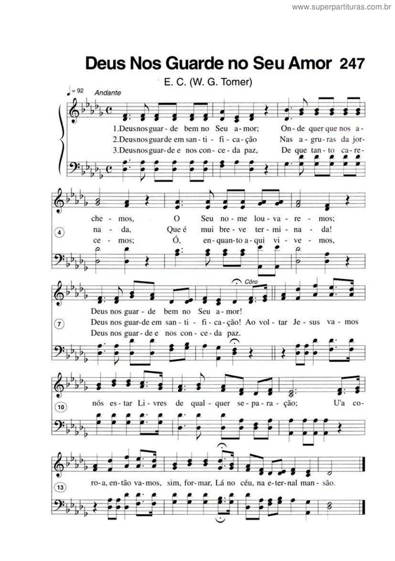 Partitura da música Deus Nos Guarde No Seu Amor v.2